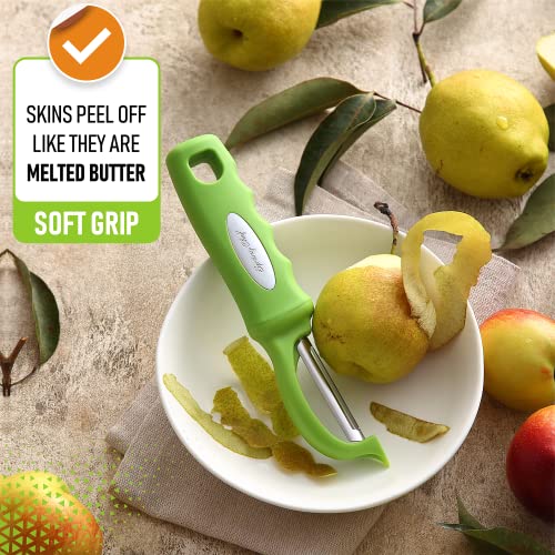 Spring Chef Premium Swivel Vegetable Peeler, Soft Grip Handle And Ultra Sharp Stainless Steel Blades - Perfect Kitchen Peeler For Veggie, Fruit, Potato, Carrot, Apple - Green #TOP3