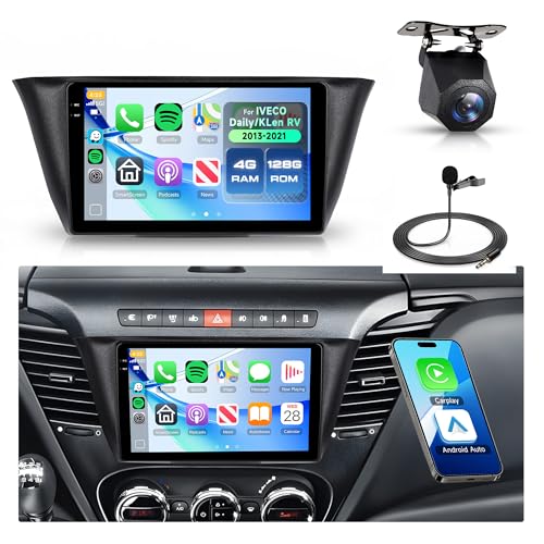 📷[Telecamera Posteriore & Comandi al Volante] Radio auto per IVECO Daily 2017 con telecamera di backup, con telecamera posteriore di facile installazione e funzionamento, quando il veicolo si sposta in retromarcia, lo schermo dell'autoradio visualizzerà automaticamente l'immagine di retromarcia e registrerà il traffico, rendendo la vostra retromarcia quotidiana più sicura e più conveniente.