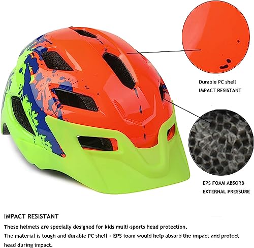 Image of Kids Helmet, Exclusky Kids Bike Helmet Adjustable Safety Lightweight Children Bicycle Helmet for Kids Skating Cycling Scooter Boys and Girls Bicycle Helmets Ages 5-8-14