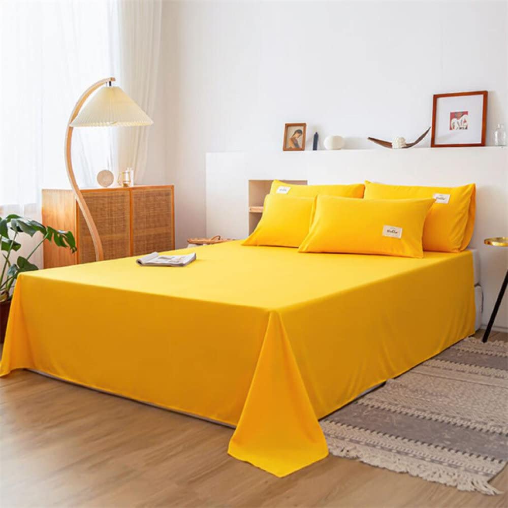 Drap de lit plat en coton lavé uni double pour une chambre cosy et moderne