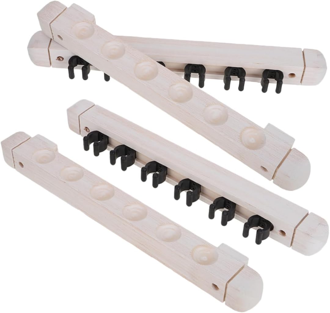 POPETPOP 2pairs Wall Mounted Billiard Cue Rack Solid Wood Cue Storage Holder Elegant Design for Organized Pool Table Accessories Space-saving