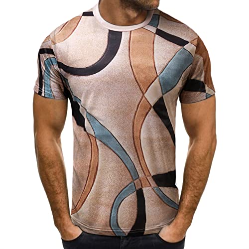 Polo Shirts for Men Dry Fit, Fashion Men's Henley Shirts Classic Short Sleeve Basic Button Cotton T-Shirt Summer Tops Khaki-E1, XL