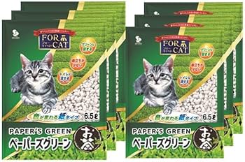 Amazon | 新東北化学工業 猫砂 ペーパーズグリーン お茶 6.5L×6個