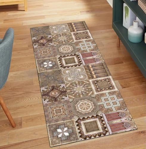 Alfombra pasillo lavable con base antideslizante estilo bohemio 2