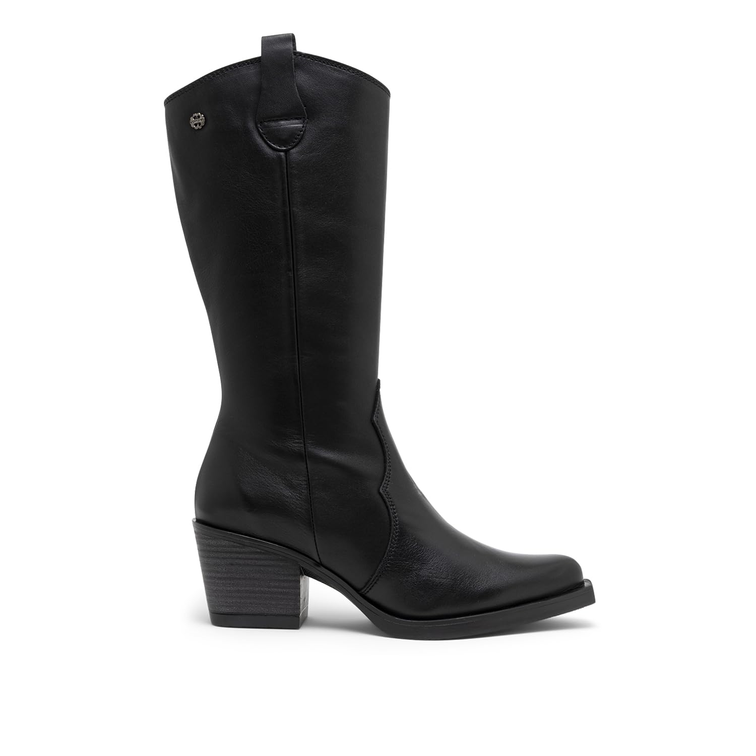 Porronet Botas cowboy de piel con cremallera flora Mujer