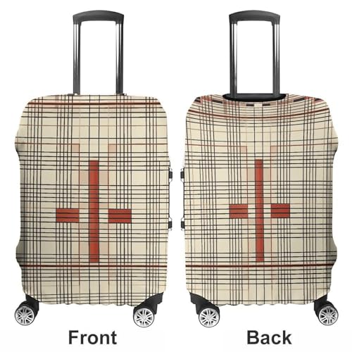 Travel Luggage Cover Spandex Suitcase Protector Washable Baggage Covers Red Block Pattern Elastic Scratch-Resistant Luggage Cover Protector Fits 18-32 Inch Luggage3