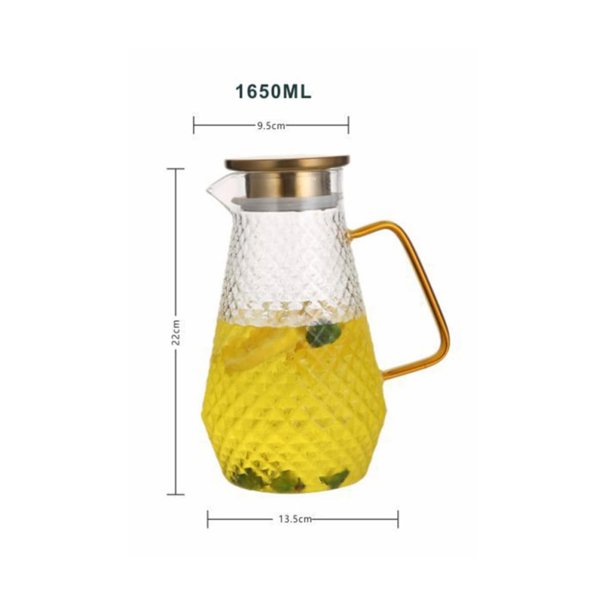 Jarra Tapa Hermética y de Vidrio de Borosilicato de 1500ml Ligera y Portátil Adecuado para Bebidas Frías, Leche y Entretenimiento Hogar