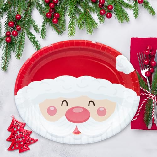 YY 12" Oval Party Paper Plates Set Merry Christmas Disposable Large Buffet Plates – Image 5