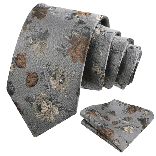 Image of Alizeal Mens 3.15'' Colorful Flower Pattern and handkerchief Necktie Set