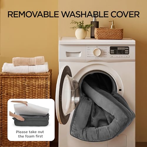 BEDSURE orthopädisches Hundebett Ergonomisches Hundesofa - 89x63 cm Hundecouch mit eierförmiger Kistenschaum für mittlere Hunde, waschbar rutschfest Hundebetten, dunkelgrau