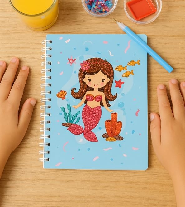 DIY Diamond Painting Notebook, 60-Page A5 Craft Journal with 5D Rhinestones for Kids Ages 5-12 & Adults, Creative Art Diary