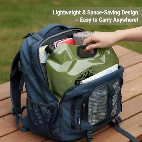 Image of HIKEMAN 8L Collapsible Water Bag with Spigot & Handle - BPA-Free Portable Camping Water Container (Dark Green)