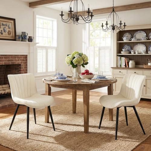 Lot 2 Chaises Salle à Manger Velours Beige Hellove