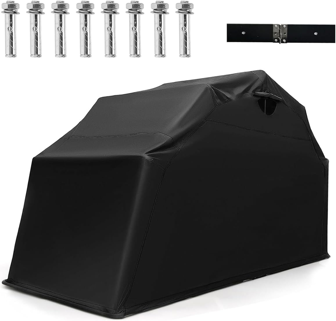 ERGOMASTER 136" x 54" x 75" Heavy Duty Motorcycle Shed, Outdoor Waterproof Tent with 600D Oxford Fabric, Roll-up Mesh Windows, Expansion Bolts