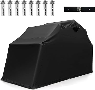 ERGOMASTER 136" x 54" x 75" Heavy Duty Motorcycle Shed, Outdoor Waterproof Tent with 600D Oxford Fabric, Roll-up Mesh Windows, Expansion Bolts