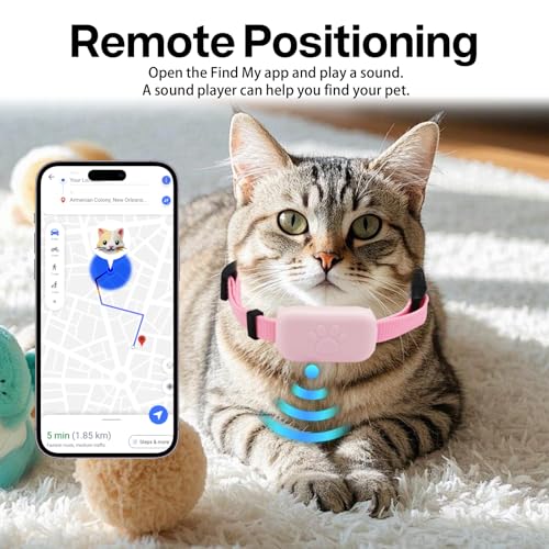 Cat Tracker Pink, Pet Recorder for Cats with No Monthly Fees, Waterproof Logger GPS Collar for Pets, GPS Tracker Collar for Small Cats,Portable Anti Lost for Apple Find (iOS Only) Adjust 28-39cm - Image 5