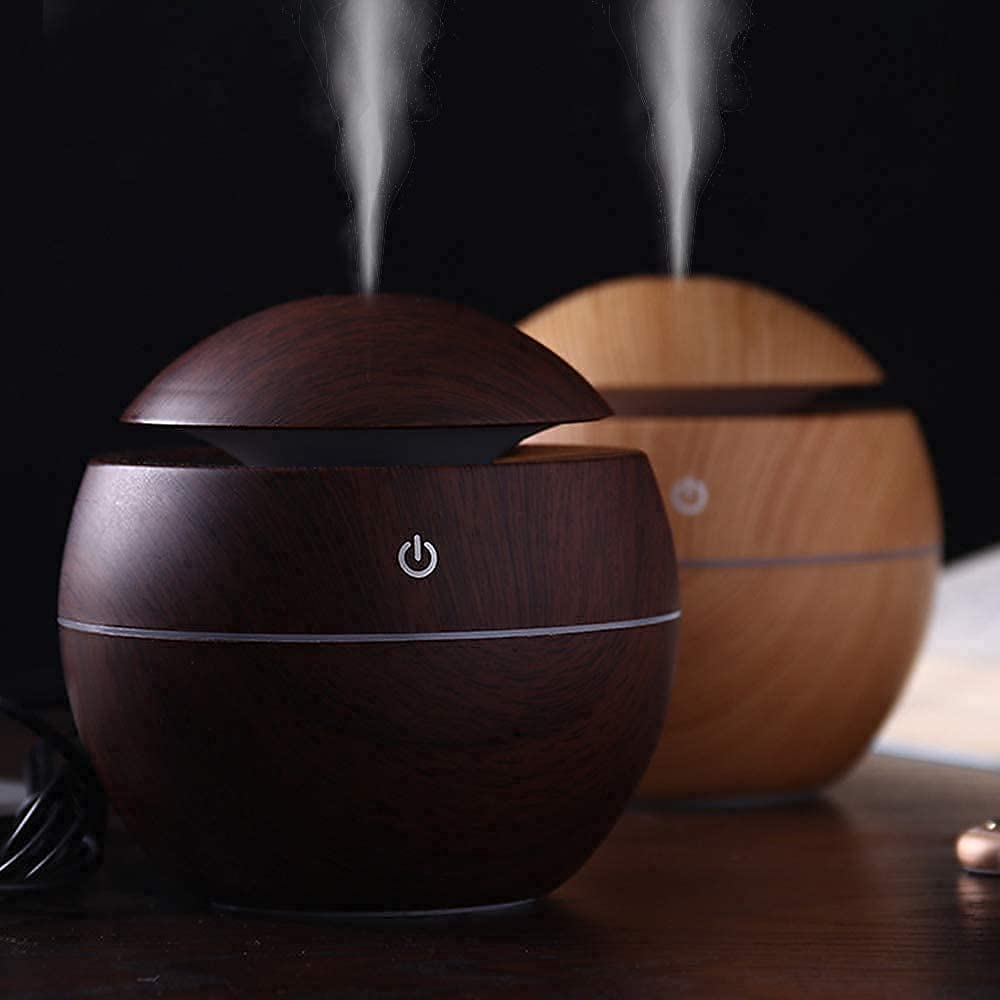 Spefez Cool Mist Humidifiers Essential Oil Diffuser Aroma Air Humidifier With Colorful Change For Car, Office, Babies, Humidifiers For Home, Air Humidifier For Room(Wooden), 130 milliliter