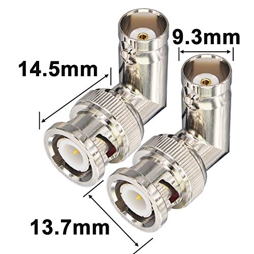 Adaptador BNC macho a hembra 90° 2 piezas miniatura 4