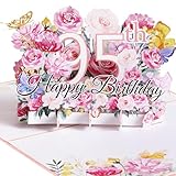 Oyydecor Tarjeta desplegable de cumpleaños, tarjeta de feliz cumpleaños para ella, mujer, esposa, regalo de cumpleaños para hermana, mamá, tarjeta de cumpleaños 3D con nota en blanco y sobre, 5 x 7