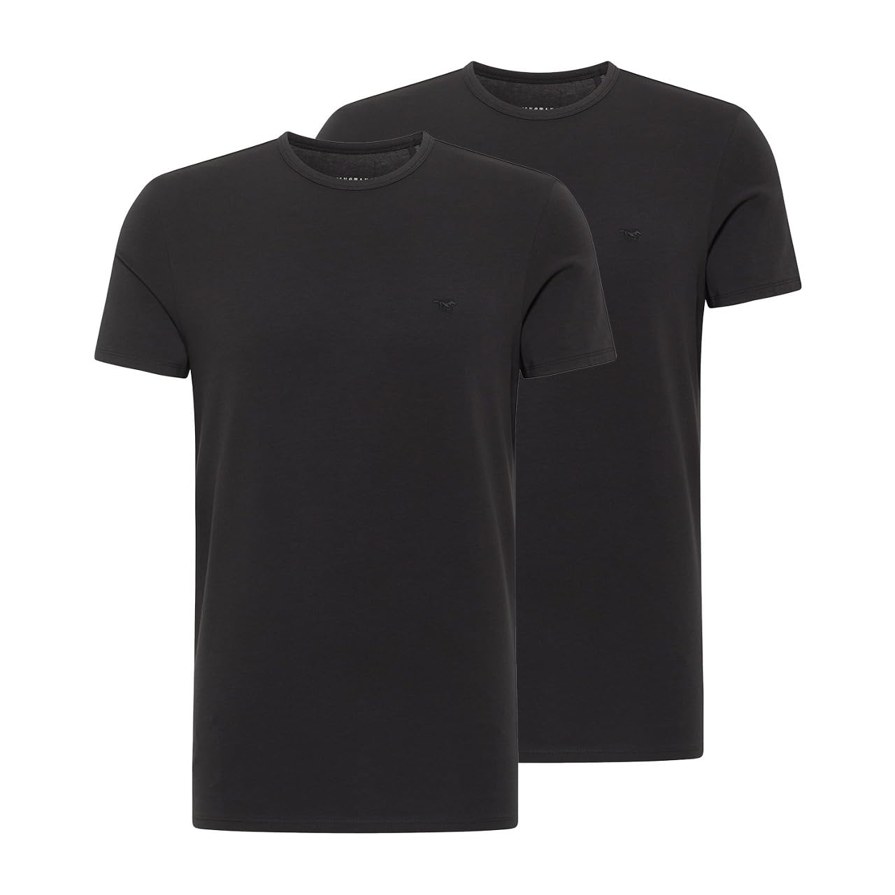 MUSTANG Allen T-shirt męski, zestaw 2 sztuk, krój Regular Fit, S-3XL, biały, czarny, rozciągliwy, Black 4142, 3XL