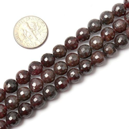Sweet & Happy Girl's Store 8mm Round Faceted Gemstone Garnet Beads Strand 15 Inch Jewellery Making Beads, 8mm Faceted, Klein