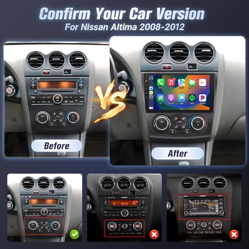 Leadfan CarPlay Car Wireless Car Stereo Radio and Android Auto for Nissan Altima 2008 2009 2010 2011 2012 Manual A/C Touch Screen 9" Touch Screen Car Stereo with BT GPS Navigation by Leadfan - Image 2