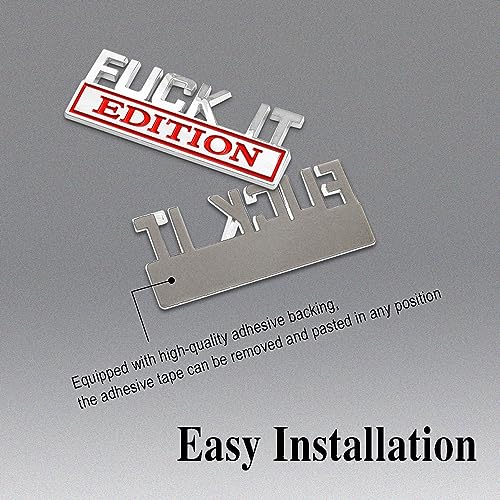 Image of Fuck IT Edition Emblem, Car Exterior Emblems Badge 3D Sticker Decal, Fuck-IT Edition Emblem 3D Fender Badge Decal, 3D Fender Badge Decal Car Truck Replacement, Fit for All Cars (Sliver Red 1)