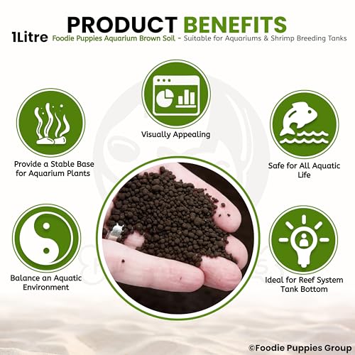 Image of Foodie Puppies Aquarium Plant Black Soil for Fish Tank and Aquarium - (1Ltr.) | Planted and Shrimp Breeding Aquarium Substrate | Water Plant Sand, Non-Clouding Granules with Essential Minerals