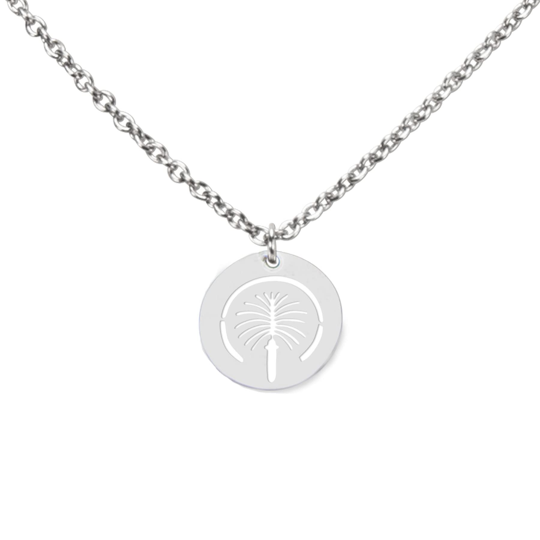The Palm Dubai Necklace - Filigree Chain Palm Island Dubai for Women and Women, Home Jewellery Emirate UAE Made of Stainless Steel (Silver or Gold-Plated) DHK306