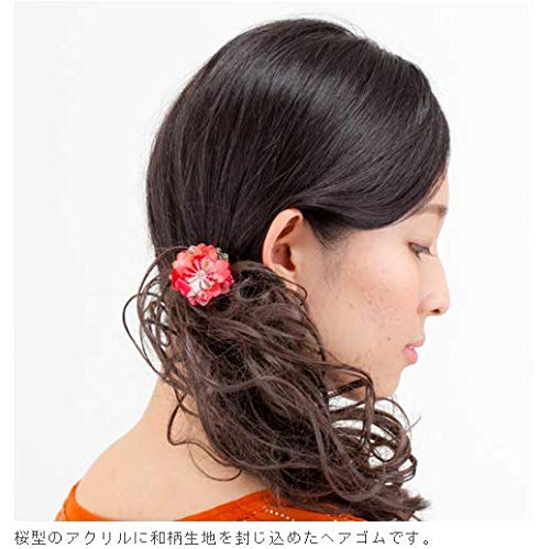 Amazon | のレン 和風ヘアゴム サクラ 黒ゴム 髪ゴム ヘアアクセサリー