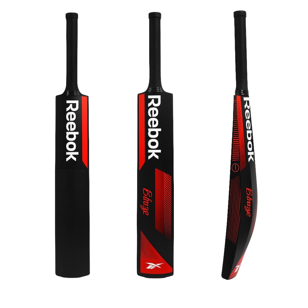 REEBOK Blaze Batte de cricket en plastique (86,4 x 11,4 cm) pour tous les groupes d'âge, batte de cricket en PVC/plastique de couleur rouge pour 15 ans et plus