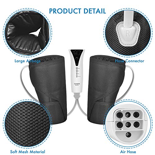 QUINEAR Leg Massager with Heat, 3 Intensitilies Air Compression Wraps Massage Calf Arm Helpful for Circulation and Swelling Relief - 3 Modes & 2 Heating Function - Thumbnail 4