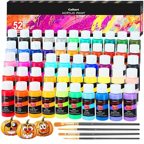 Caliart 52 Colors Acrylic Paint Set Art Supplies Craft Canvas Painting Kit