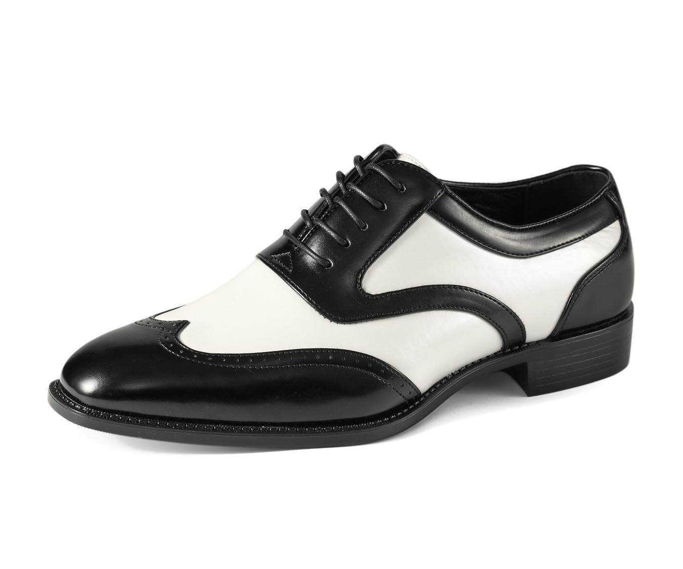 Bolano Lawson, Wingtip Oxford Dress Shoes for Men, Two-Tone & Shiny Metallic Oxfords, Men's Formal Tuxedo Shoes