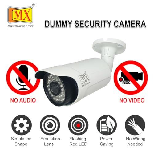MX-Dummy-CCTV-Camera-Metal-Body-Outdoor-Camera-Fake-Camera-Dummy-CCTV-Bullet-Camera-Fake-Camera-No-AudioNo-Video-with-Battery-Operated-Red-Led-Light-is-Ideal-for-Home-Battery-Not-Included