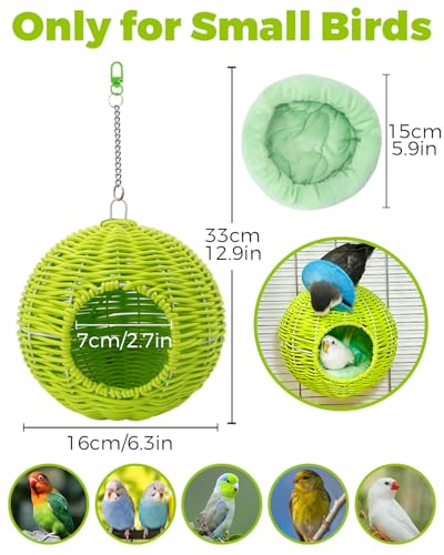 Image of Chewproof Steel Frame Bird Nest for Cage, Washable Small Bed Hammock | Bird Hideout Lay Eggs Parakeet Nest Sleep Rest, Parakeet Warm Bed House Hut for Lovebird, Canary, Budgie, with Cushion