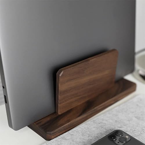 Miniatura 2 de Bright Stone Soporte vertical para laptop, soporte vertical de madera de nogal para laptop y soporte para MacBook, configuración de escritorio,