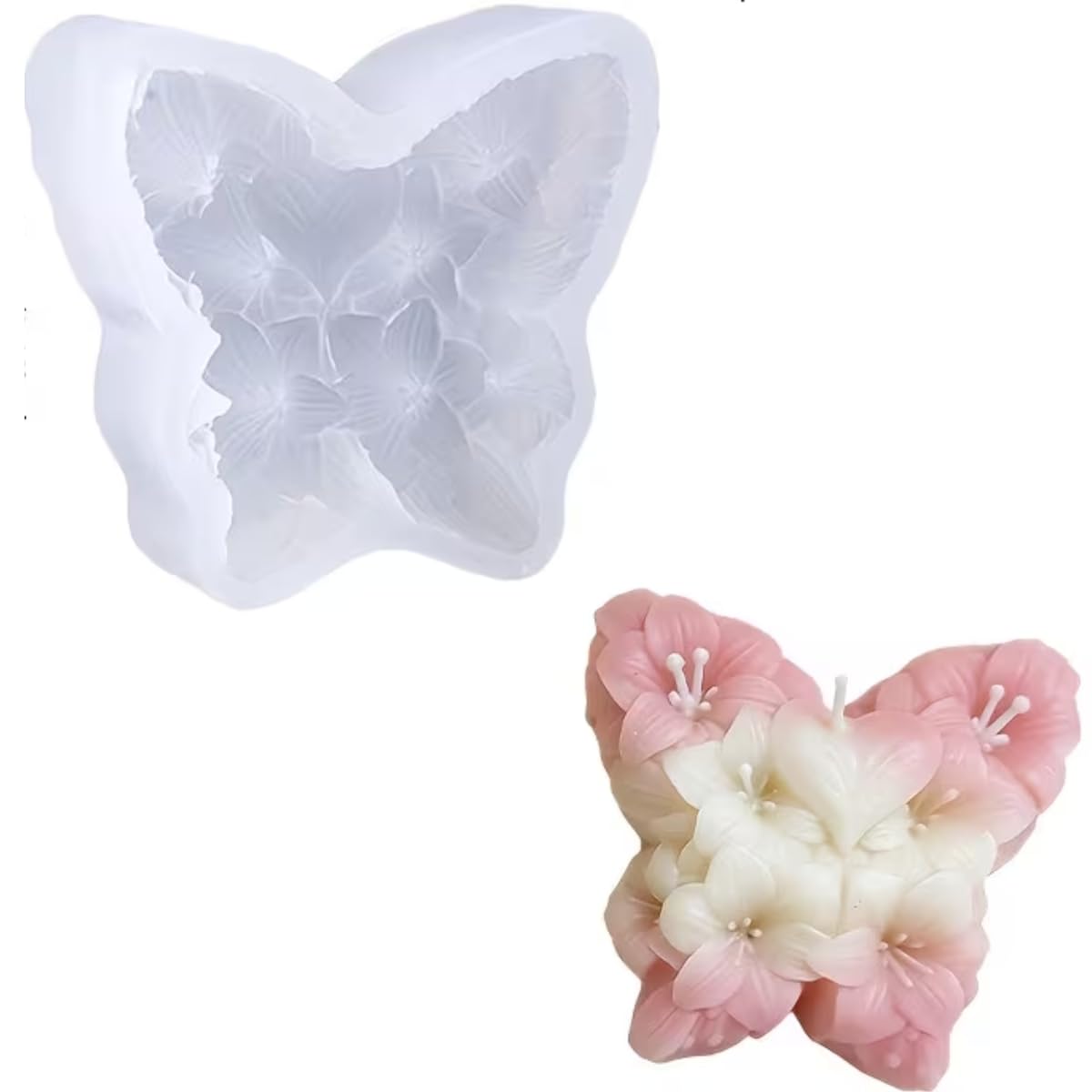 Butterfly Flower Silicone Candle Mold Butterfly Candle Wax Melts Aromatherapy 3D Fondant Chocolate Cake Mold Cake Decoration Cupcake Topper Epoxy Resin Mold DIY Mini Handmade Soap Molds-image-11