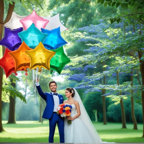 Image of 18 Inch Star Foil 30pcs Multi Big Mylar Helium Balloons Rainbow Balloons for Party Decoration