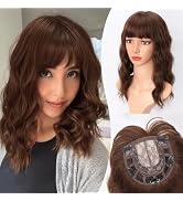 ORSUNCER Hair Topper for Women Wavy Topper Hair with Bangs for Thinning Hair Synthetic Topper Ban...