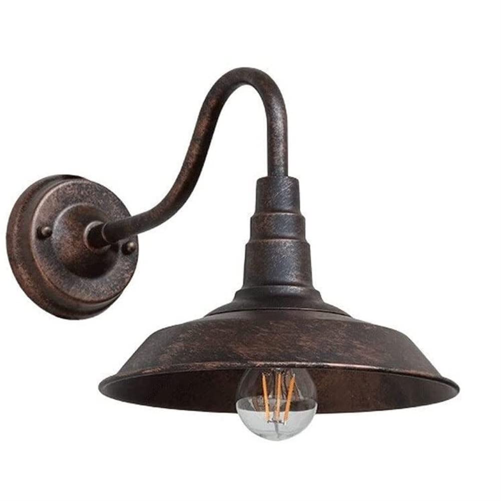 IUokLU Wall Sconce Light Fixture Vintage Metal Wrought Iron Gooseneck Wall Lamp Single Head Industry Wall Sconce for Aisle Balcony Warehouse Barn Outdoor Lighting(Rust Color)