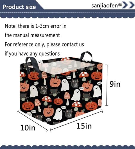 Image of Sanjiaofeng Rectangular Kids Basket Halloween Storage Bins,Cute Storage Basket with Handles.Clothers,Books,Kid's Gifts Bins. (Mushroom Halloween)
