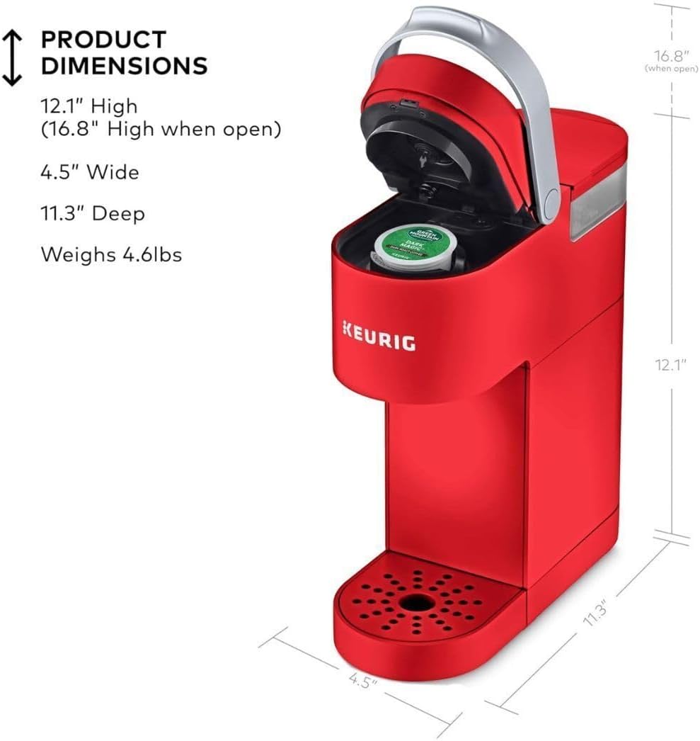 Keurig K-Mini Single Serve Travel-Friendly 6-12 oz Capacity Energy Efficient K-Cup Pod Drip Coffee Maker (Poppy Red, Renewed)