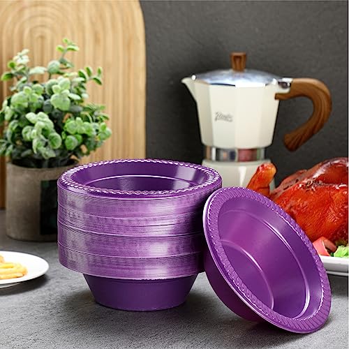 Image of Lallisa 100 Pcs 12oz Purple Disposable Plastic Bowls Halloween Party | Dessert Cups for Ice Cream Salad Soup, Serving Bowls for Picnic, Colored Party Supplies, Food Safe Sturdy