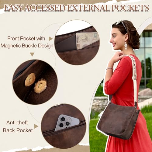 Image of VX VONXURY Crossbody Bags for Women,Trendy Vegan Leather Shoulder Handbags,Fashion Hobo Purses with 2 Wide Straps