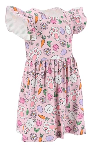 Image of Unique Baby Girls' Short Sleeve Everyday Printed Dresses for Kid and Toddler, Sizes 2T-12Y