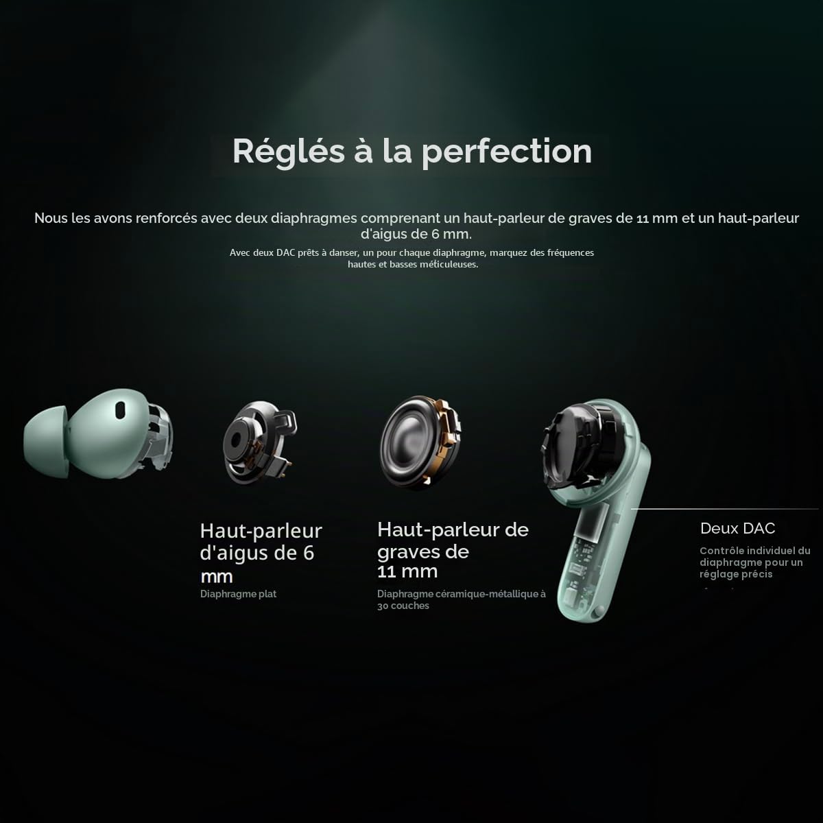 OnePlus Buds 4 Écouteurs Intra-Auriculaires sans Fil Bluetooth avec Suppression Active du Bruit Vert Zen
