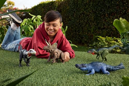 Mattel Jurassic World: Die Wiedergeburt Gigantic Thrashers Tyrannotitian Dinosaurier-Spielzeugfigur, mit zwei aktivierbaren Wutanfällen… – Ansicht 2