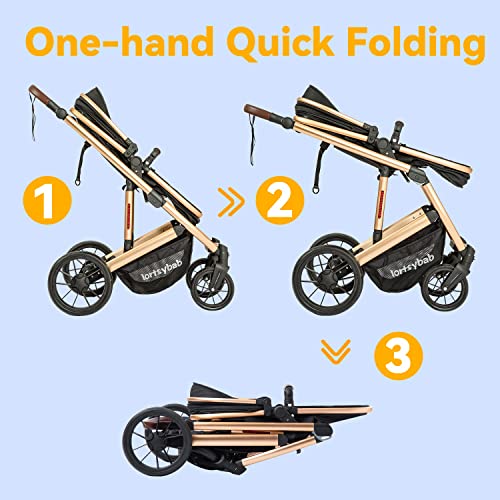 Infant Newborn Baby Bassinet Stroller - 2 In 1 High Landscape Convertible Stroller With Reversible Seat | Foldable Aluminum Alloy Pram Anti-Shock Toddler Pushchair Strollers For 0-36 Months Babies #TOP7