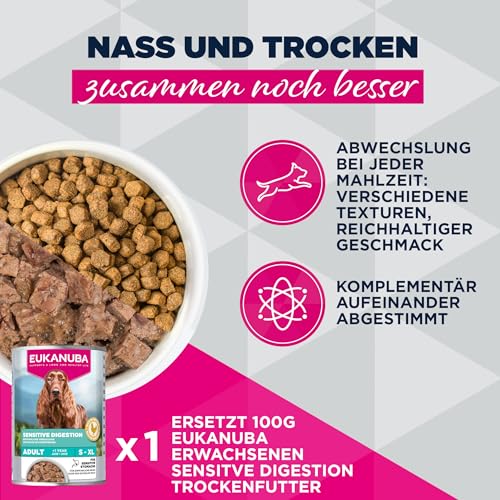 Eukanuba Sensitive Digestion Nassfutter für ausgewachsene Hunde, 6 x 400 g – Ansicht 6